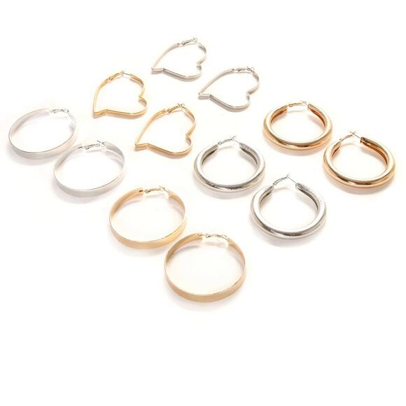 FASHION NOVA Five Piece Hoop Earring Set Better Off Together NWT - Picture 3 of 4